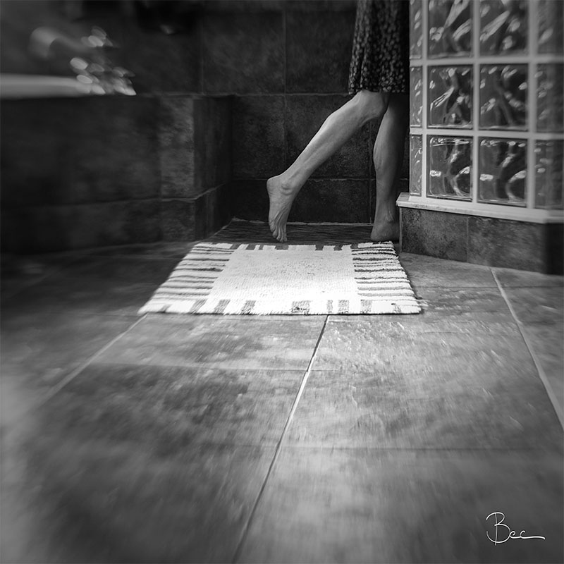 Legs of Woman walking into shower | Lensbaby Composer Pro Sweet 35