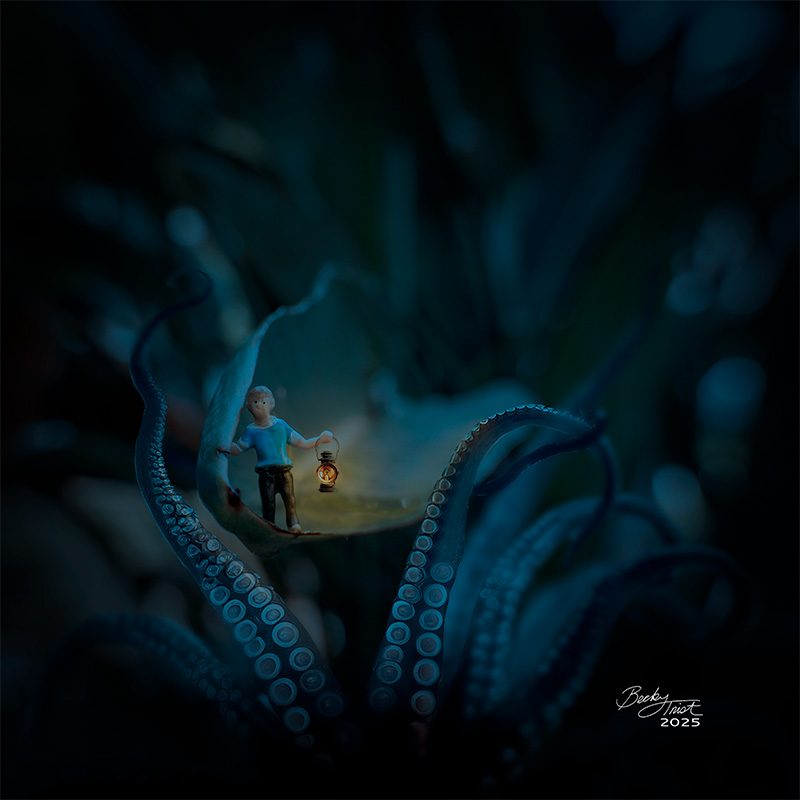 Miniature Figure standing on leaf | Lensbaby Composer Pro Sweet 35